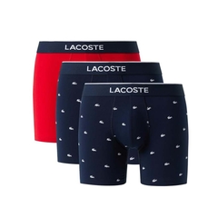 Quần Boxer Lacoste Chính hãng - 3-Pack Cotton Boxer Briefs - Màu Navy/Navy/Đỏ | JapanSport 6H1294-51-64I