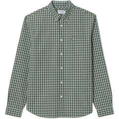 Áo Sơ Mi Lacoste Chính Hãng - Men's Regular Fit Plaid Poplin Shirt - Màu Green | JapanSport CH6981-51-IC3