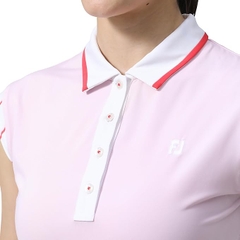 Áo Golf Polo FootJoy Nữ Chính Hãng - Golf Shoulder Stripe Cap Sleeve Shirt - Màu Hồng | Japansport 81951-FJW-S24-S11