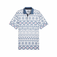 Áo Polo Puma Chính Hãng - Golf FAIR ISLE Printed - Màu Xanh | JapanSport 626836-01