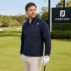 Áo Khoác FOOTJOY Chính Hãng - Golf Windproof Fabric Mix Long Sleeve Full Zip Jacket - Màu Navy | JapanSport 32213-FJ-F24-M04