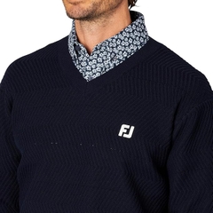 Áo Dài Tay FOOTJOY Chính Hãng - Herringbone Pattern Long Sleeve V-Neck Sweater- Màu Đen | JapanSport 34588 FJ-S25-M10