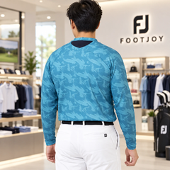 Áo Dài Tay FOOTJOY Chính Hãng - Footwear Motif Print Mock Neck - Màu Navy | JapanSport 32179 FJ-F24-S03