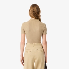 Áo Polo Lacoste Chính hãng - Women's Slim Fit L.12.D Ribbed Cotton Polo - Màu Be | JapanSport DF5377-51-02S