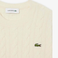 Áo len Lacoste nữ Chính hãng - Cable Knit Wool Sweater - Màu Kem  | JapanSport AF4159-51-XFJ