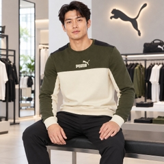 Áo Dài Tay Puma Nam Chính Hãng - PUMA ESS+ BLOCK Crew  - Màu Xanh/Trắng | JapanSport 849564-64