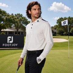 Áo Dài Tay FOOTJOY Chính Hãng - Golf wear high-stretch long-sleeve polo shirt - Màu Trắng | JapanSport 38592 FJ-F25-S04