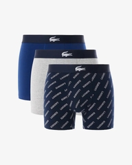 Quần Boxer Lacoste Chính hãng - 3-Pack Crocodile Waist Boxer Briefs - Màu Xanh/ Đen/ Xám | JapanSport 6H1291-51