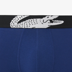 Quần Boxer Lacoste Chính hãng - 3-Pack Long Elastic - Màu Xanh/Xám/Đỏ | JapanSport 6H9302-51-W3T