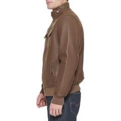 Áo Khoác Levi's Chính Hãng - Faux Leather Aviator Bomber Jacket - Màu nâu | JapanSport LM8RU476-Earth