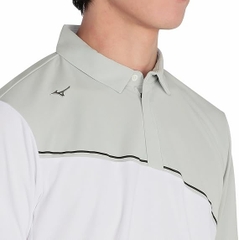 Áo Polo Mizuno Chính Hãng - Ice Touch Solar Cut Short Sleeve Zip-Up Shirt  - Màu Trắng/Xám | JapanSport E2MAC001-87