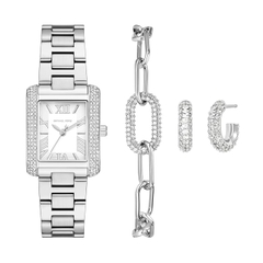 Set Đồng hồ Michael Kors Chính hãng - Michael Kors Emery Silver Watch - Màu bạc | JapanSport MK4839SET