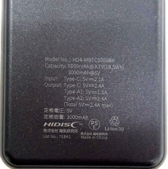 Sạc dự phòng HIDISC Chính hãng - HD4-MBTC5000BK - Màu Đen | JapanSport
