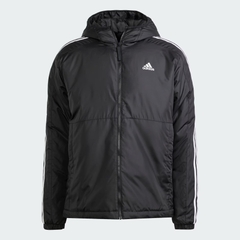 Áo Khoác Adidas Chính Hãng - Essentials 3-Stripes Insulated Hooded Jacket - Màu Đen | JapanSport IN7194