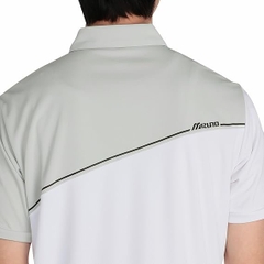 Áo Polo Mizuno Chính Hãng - Ice Touch Solar Cut Short Sleeve Zip-Up Shirt  - Màu Trắng/Xám | JapanSport E2MAC001-87