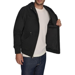 Áo Khoác Levi's Chính Hãng - Buffed Cow Faux Leather Hoody Bomber - Màu Đen | JapanSport LM2RS077-blk