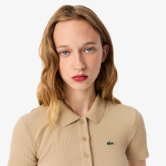 Áo Polo Lacoste Chính hãng - Women's Slim Fit L.12.D Ribbed Cotton Polo - Màu Be | JapanSport DF5377-51-02S