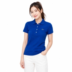 Áo Polo Lacoste nữ Chính hãng - L.12.D Slim Fit Stretch Petit Piqué - Màu Xanh | JapanSport PF5462-51-HEX
