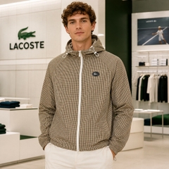Áo Khoác Lacoste Chính hãng - Men's Hooded Check Twill Jacket - Màu Nâu | JapanSport BH0151-51-87E