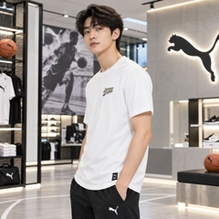 Áo Phông Puma Chính hãng - HOOPS Graphic Tee - Màu Trắng | JapanSport 637319-02