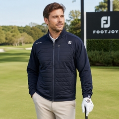 Áo Khoác FOOTJOY Chính Hãng - Golf Windproof Fabric Mix Long Sleeve Full Zip Jacket - Màu Navy | JapanSport 32213-FJ-F24-M04