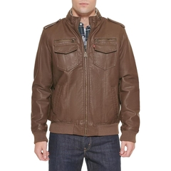 Áo Khoác Levi's Chính Hãng - Faux Leather Aviator Bomber Jacket - Màu nâu | JapanSport LM8RU476-Earth