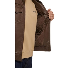 Áo Khoác Da Levi's Chính Hãng - Faux Leather Aviator Bomber Jacket - Màu Nâu | JapanSport LM2RU385-ear