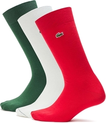 Set Tất Lacoste Chính Hãng - Unisex 3-Pack Long Socks -Màu Xanh/Trắng/Đỏ | JapanSport RA8142-51-7TI
