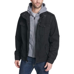 Áo Khoác Levi's Chính Hãng - Washed Cotton Hooded Military Jacket - Màu Đen | JapanSport LM8RC364-blk