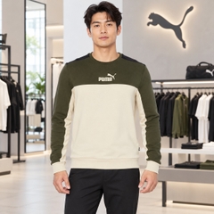 Áo Dài Tay Puma Nam Chính Hãng - PUMA ESS+ BLOCK Crew  - Màu Xanh/Trắng | JapanSport 849564-64