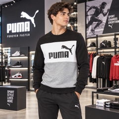 Áo Dài Tay Puma Chính hãng - ESS + BLOCK Crew -  Đen/Trắng | JapanSport 849561-01