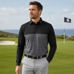 Áo Dài Tay FOOTJOY Chính Hãng - Golf Tonal Color Block Long Sleeve Shirt - Màu Đen | JapanSport 32096-FJ-F24-S16