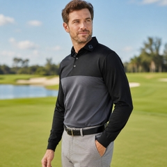 Áo Dài Tay FOOTJOY Chính Hãng - Golf Tonal Color Block Long Sleeve Shirt - Màu Đen | JapanSport 32096-FJ-F24-S16