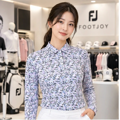 Áo Polo Nữ Foot joy Chính Hãng - Women’s Watercolor Floral Print Long Sleeve Shirt - Màu Trắng | JapanSport 38642 FJW-F25-S01