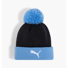 Mũ Puma Chính Hãng - Manchester City ftblESSENTIALS Pom Pom Beanie - Màu Đen/Xanh | JapanSport 025613-03