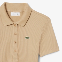 Áo Polo Lacoste Chính hãng - Women's Slim Fit L.12.D Ribbed Cotton Polo - Màu Be | JapanSport DF5377-51-02S