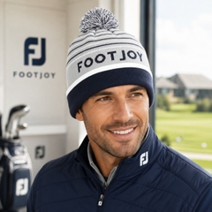 Mũ Len FootJoy Chính Hãng - FJ Striped Pom Pom Beanie - Màu Trắng | JapanSport 36235