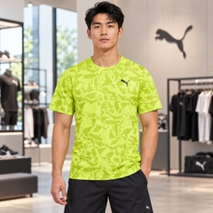 Áo Phông Puma Chính hãng - TRAIN FAV AOP SS T-Shirt - Màu Xanh Vàng Chanh | JapanSport 525476-39