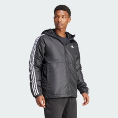 Áo Khoác Adidas Chính Hãng - Essentials 3-Stripes Insulated Hooded Jacket - Màu Đen | JapanSport IN7194