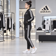 Bộ Thể Thao  Adidas Nữ Chính Hãng - Essentials 3-Stripes Track Suit - Đen | JapanSport GM5534