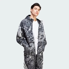 Áo Khoác Adidas Chính Hãng - Future Icons Allover Print Full-Zip Hoodie - Màu Đen | JapanSport IJ8843