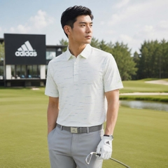 Áo Polo Adidas Chính Hãng -  Men's Ultimate365 Mesh Glimmer Print - Màu Trắng | JapanSport JL5275
