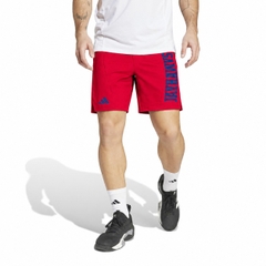 Quần Short Adidas Nam Chính Hãng - D4T Woven Kansas University - Màu Đỏ | JapanSport JE4526