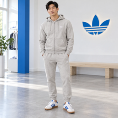 Bộ thể thao Nam Adidas Chính Hãng - Trefoil Essentials Full-Zip - Màu xám | JapanSport JY6167 JY6194