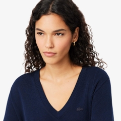 Áo Phông Lacoste nữ Chính hãng - Seamless Knit V Neck Sweater - Màu Navy | JapanSport AF3964-51-166