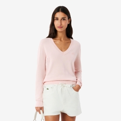 Áo Phông Lacoste nữ Chính hãng - Seamless Knit V Neck Sweater - Màu Hồng | JapanSport AF3964-51-ADY