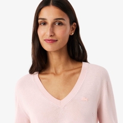 Áo Phông Lacoste nữ Chính hãng - Seamless Knit V Neck Sweater - Màu Hồng | JapanSport AF3964-51-ADY
