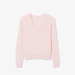 Áo Phông Lacoste nữ Chính hãng - Seamless Knit V Neck Sweater - Màu Hồng | JapanSport AF3964-51-ADY