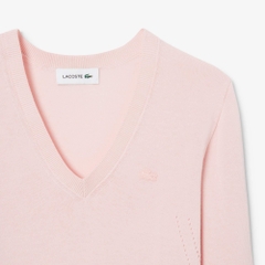 Áo Phông Lacoste nữ Chính hãng - Seamless Knit V Neck Sweater - Màu Hồng | JapanSport AF3964-51-ADY