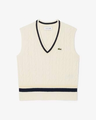 Áo Phông Lacoste nữ Chính hãng - Cable Knit Wool Sweater Vest - Màu Be | JapanSport AF4005-51-XFJ